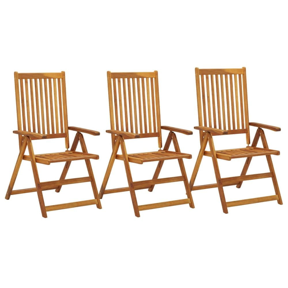 Vidaxl Záhradné sklápacie stoličky 3ks masívne akáciové drevo